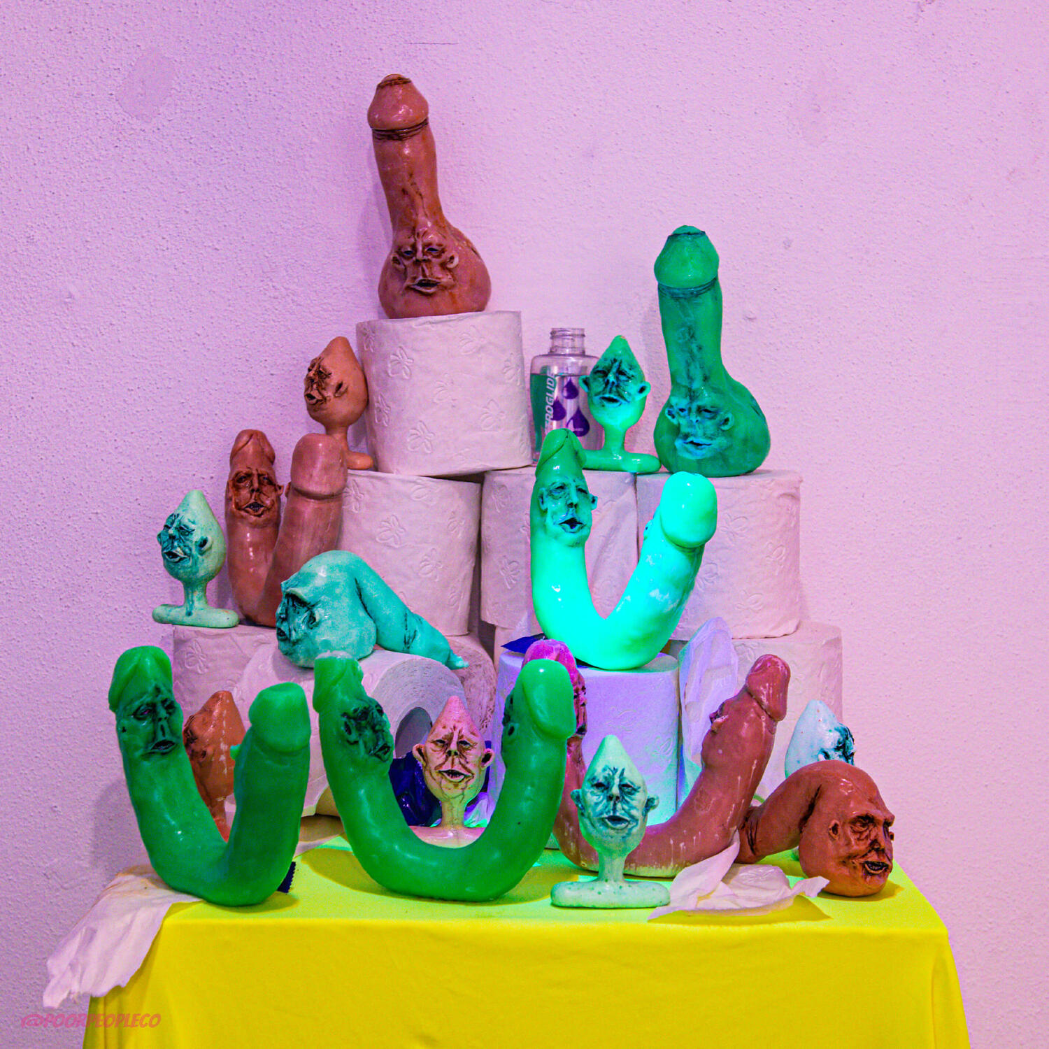 You can at least take us out for a long lunch before you fuck us (series), resin, pigment, ink, polyurethane varnish, 2025, Tess Tickle @poorpeopleco